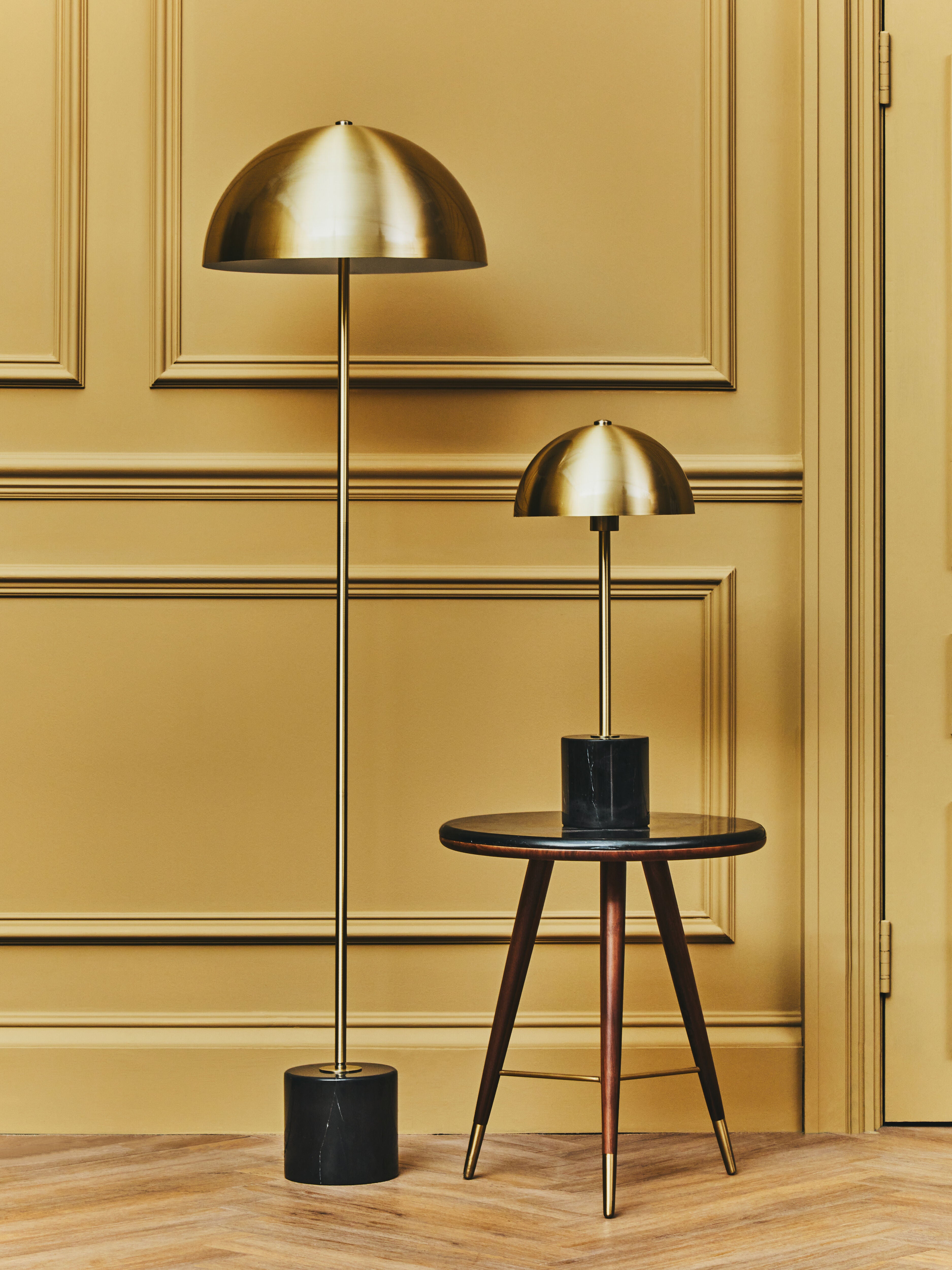 Braden Brushed Brass Table Lamp with Black Marble Base
